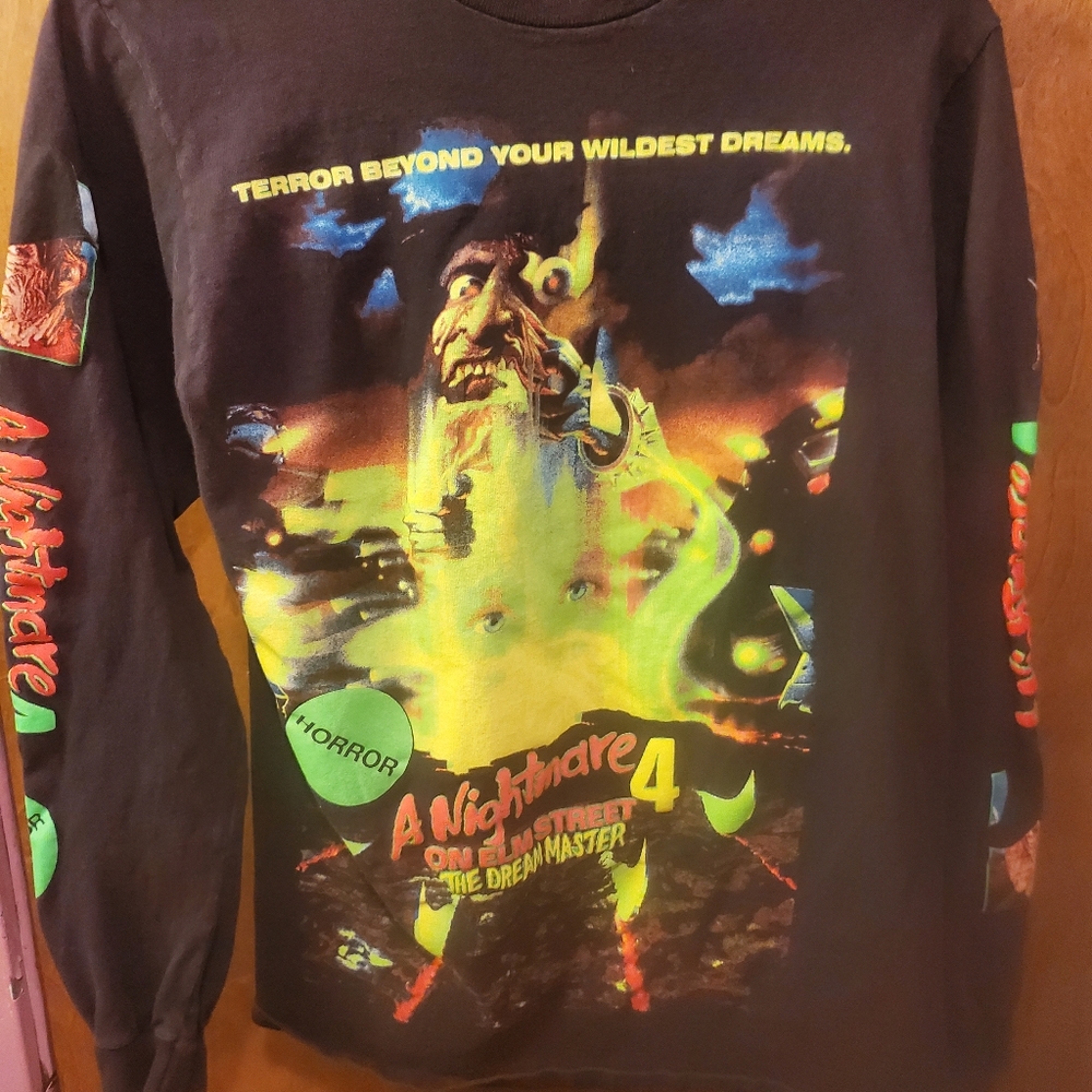 A Nightmare On Elm Street All Over Print Long Sleeve Bold Graphic T-Shirt Small